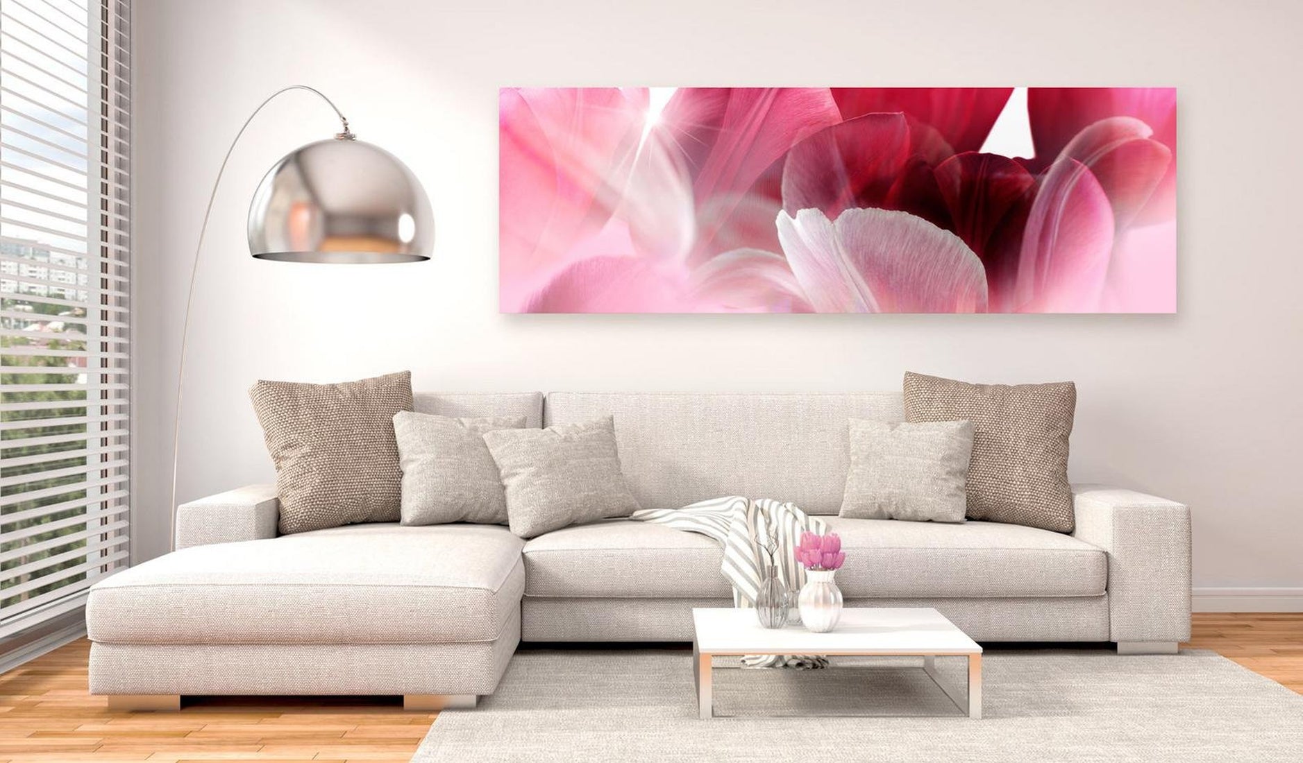 Stretched Canvas Floral Art - Flowers: Pink Tulips-Tiptophomedecor