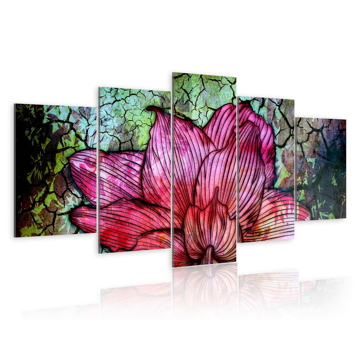 Stretched Canvas Floral Art - Flowery Stained Glass-Tiptophomedecor