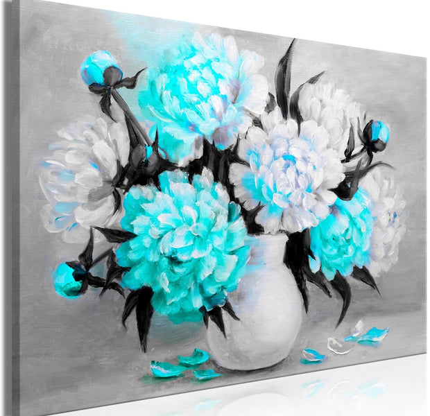 Stretched Canvas Floral Art - Fragrant Colours Wide Blue-Tiptophomedecor