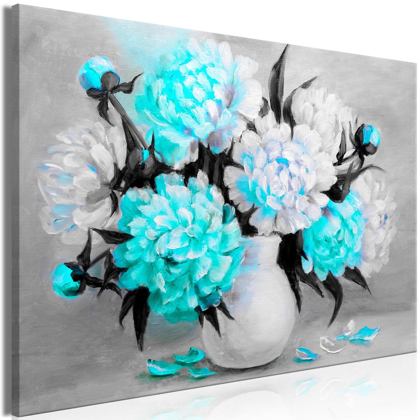 Stretched Canvas Floral Art - Fragrant Colours Wide Blue-Tiptophomedecor