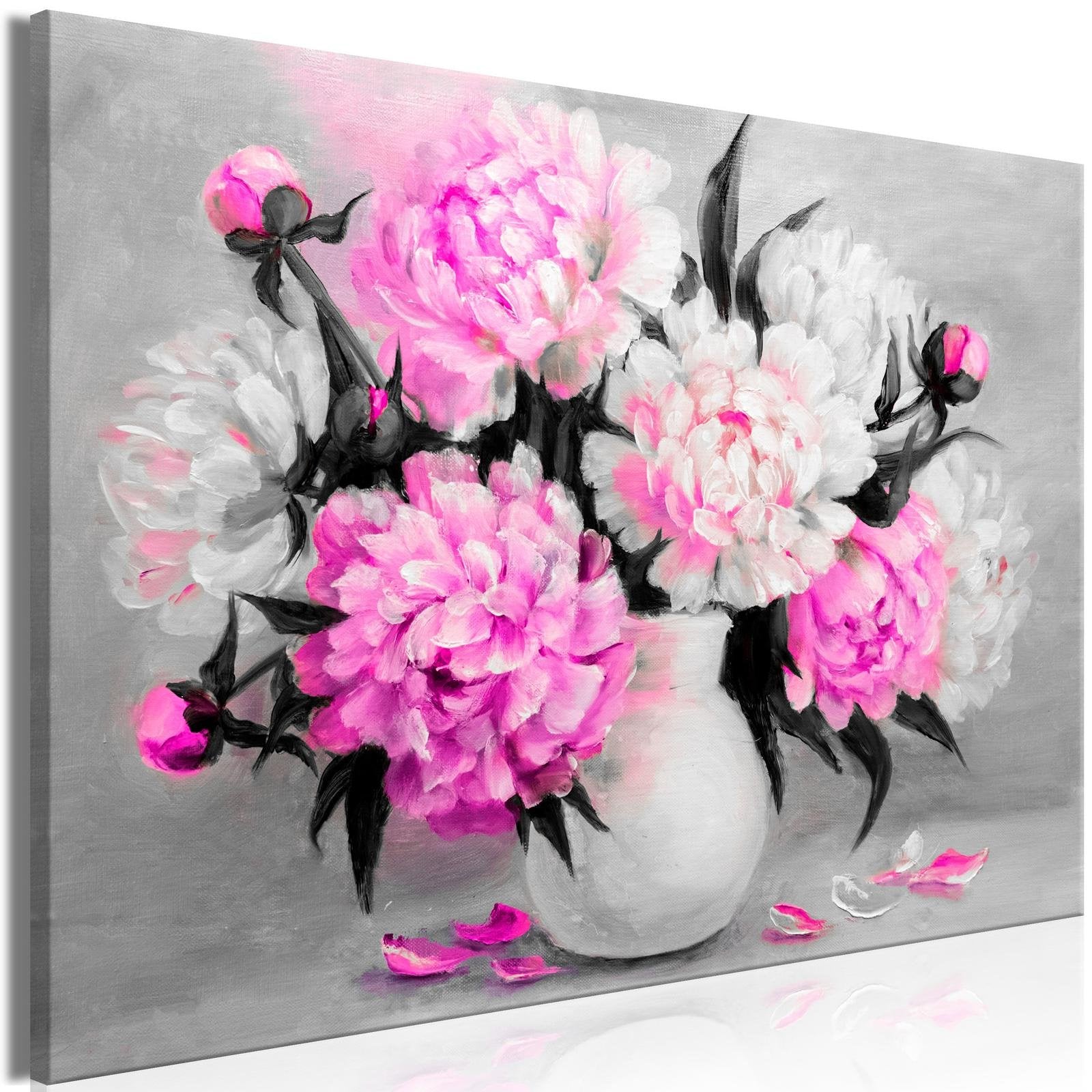 Stretched Canvas Floral Art - Fragrant Colours Wide Pink-Tiptophomedecor