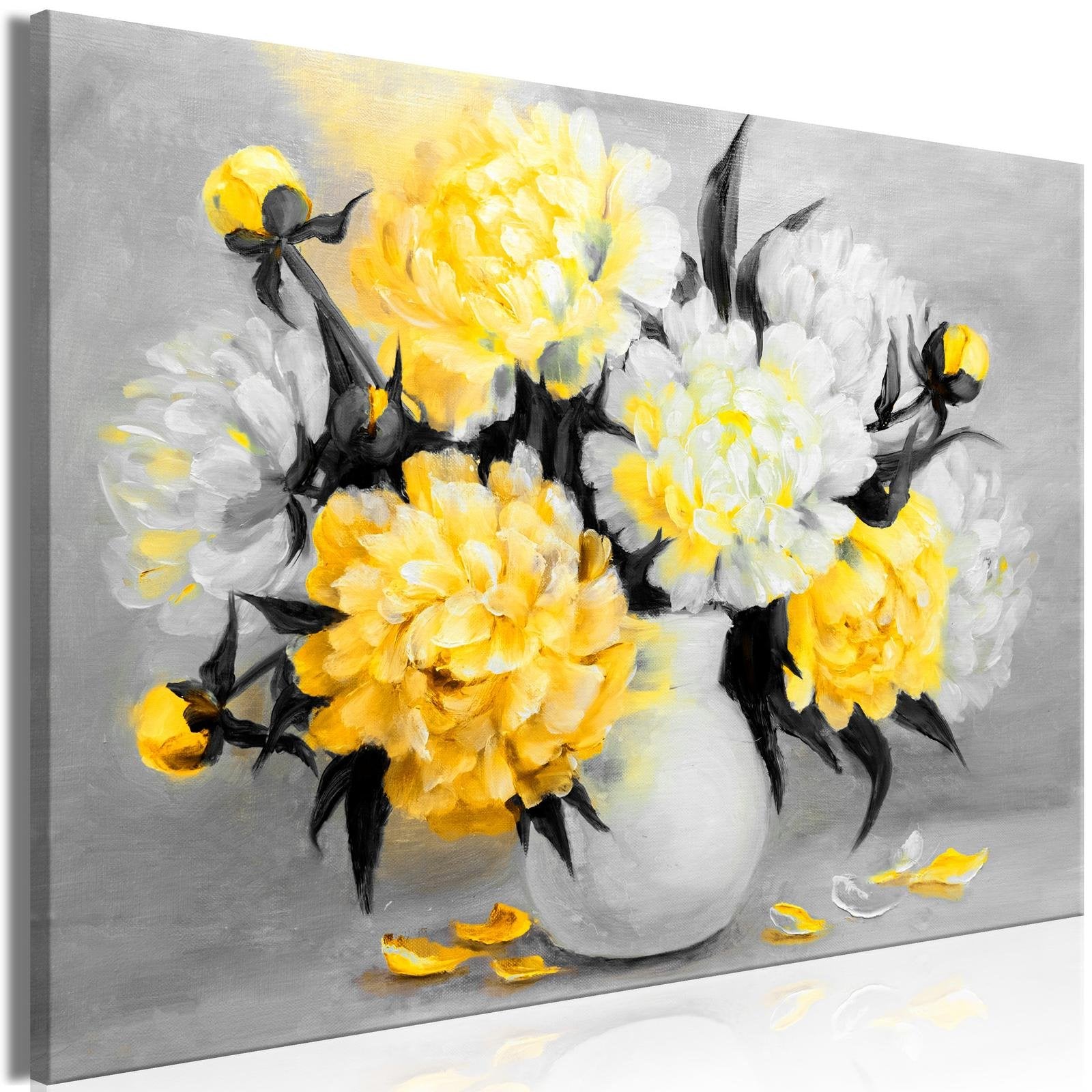 Stretched Canvas Floral Art - Fragrant Colours Wide Yellow-Tiptophomedecor