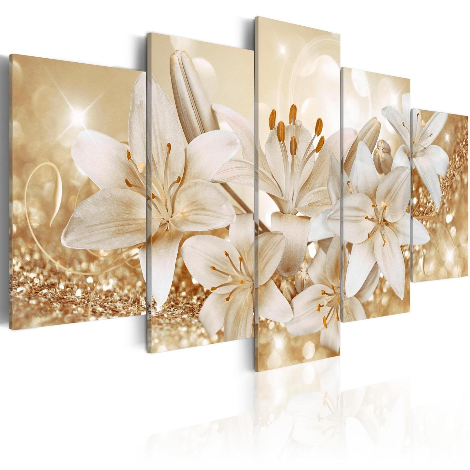 Stretched Canvas Floral Art - Golden Bouquet-Tiptophomedecor