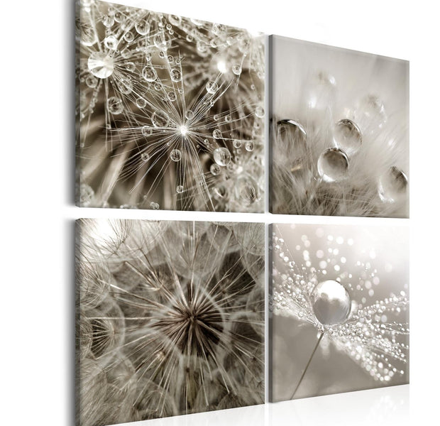 Stretched Canvas Floral Art - Grey Dandelion-Tiptophomedecor