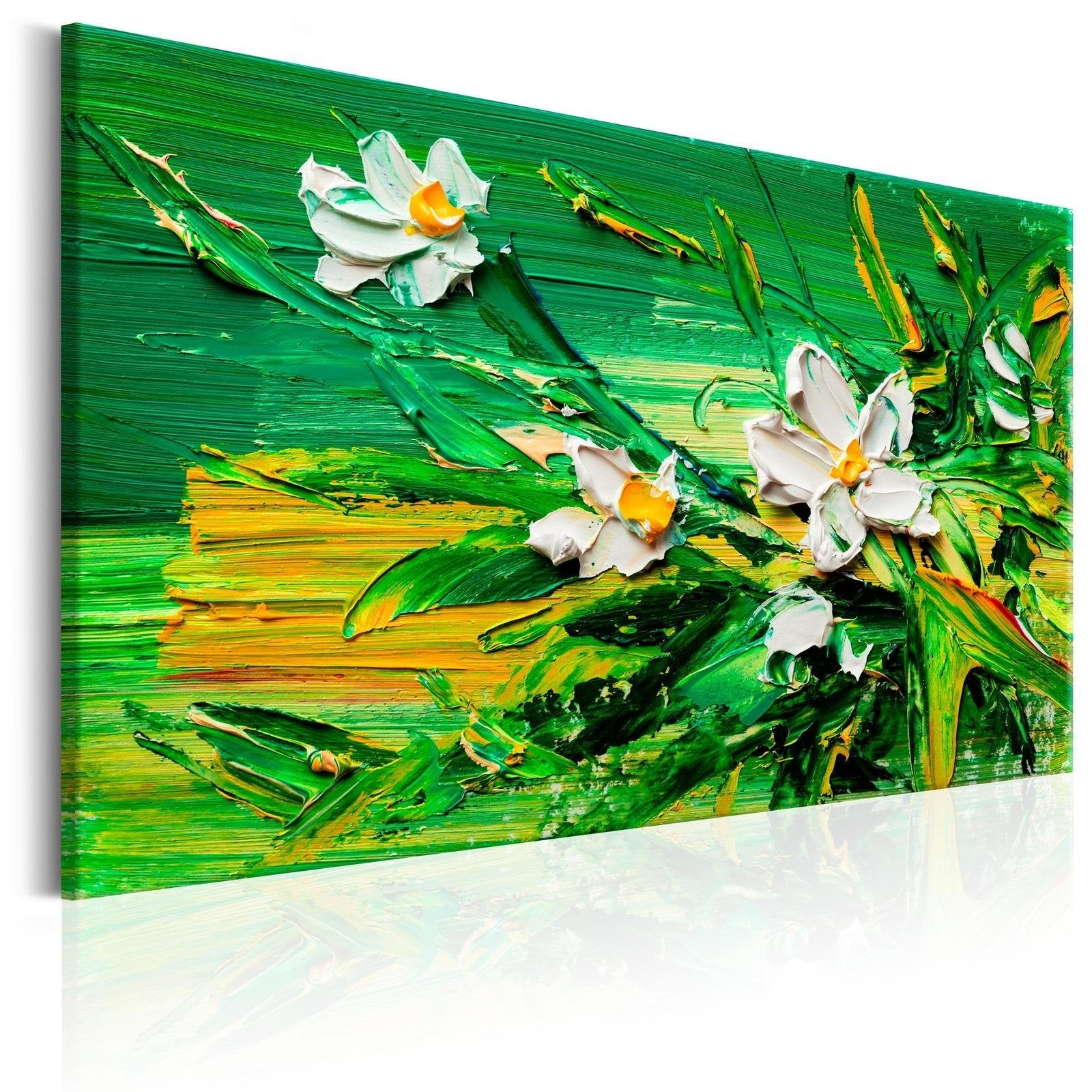 Stretched Canvas Floral Art - Impressionist Style: Flowers-Tiptophomedecor