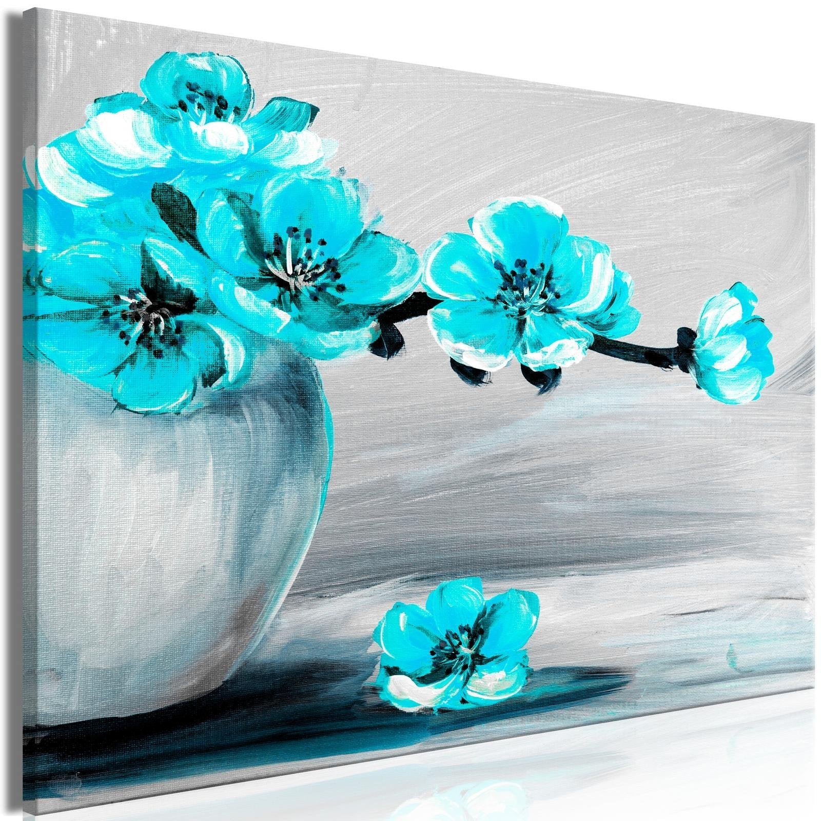 Stretched Canvas Floral Art - Lightness Of Light Wide Blue-Tiptophomedecor