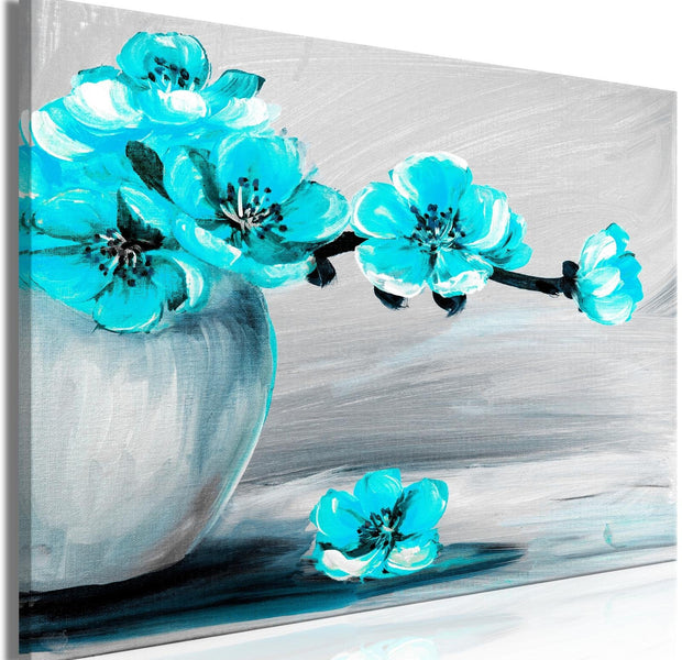 Stretched Canvas Floral Art - Lightness Of Light Wide Blue-Tiptophomedecor