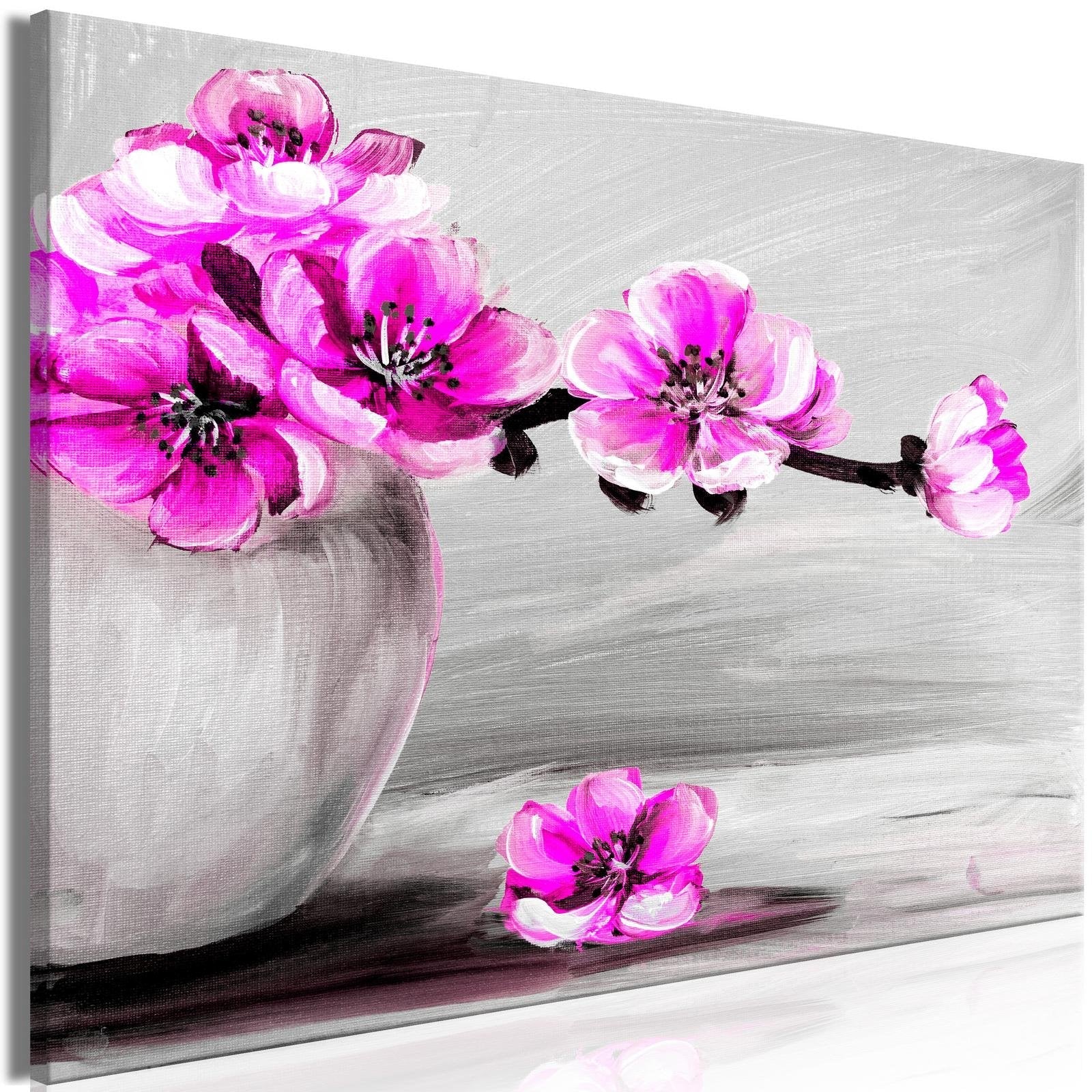 Stretched Canvas Floral Art - Lightness Of Light Wide Pink-Tiptophomedecor