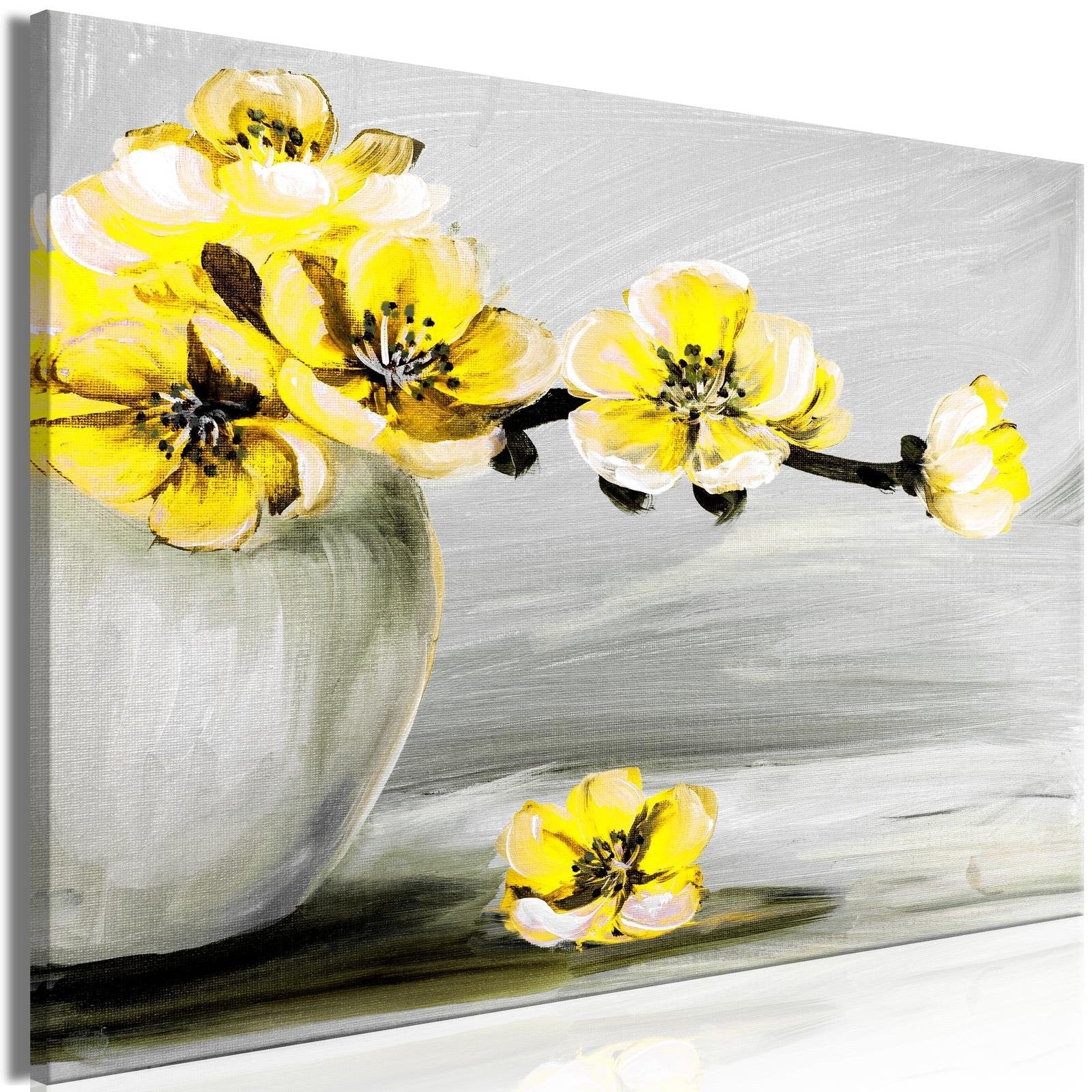 Stretched Canvas Floral Art - Lightness Of Light Wide Yellow-Tiptophomedecor