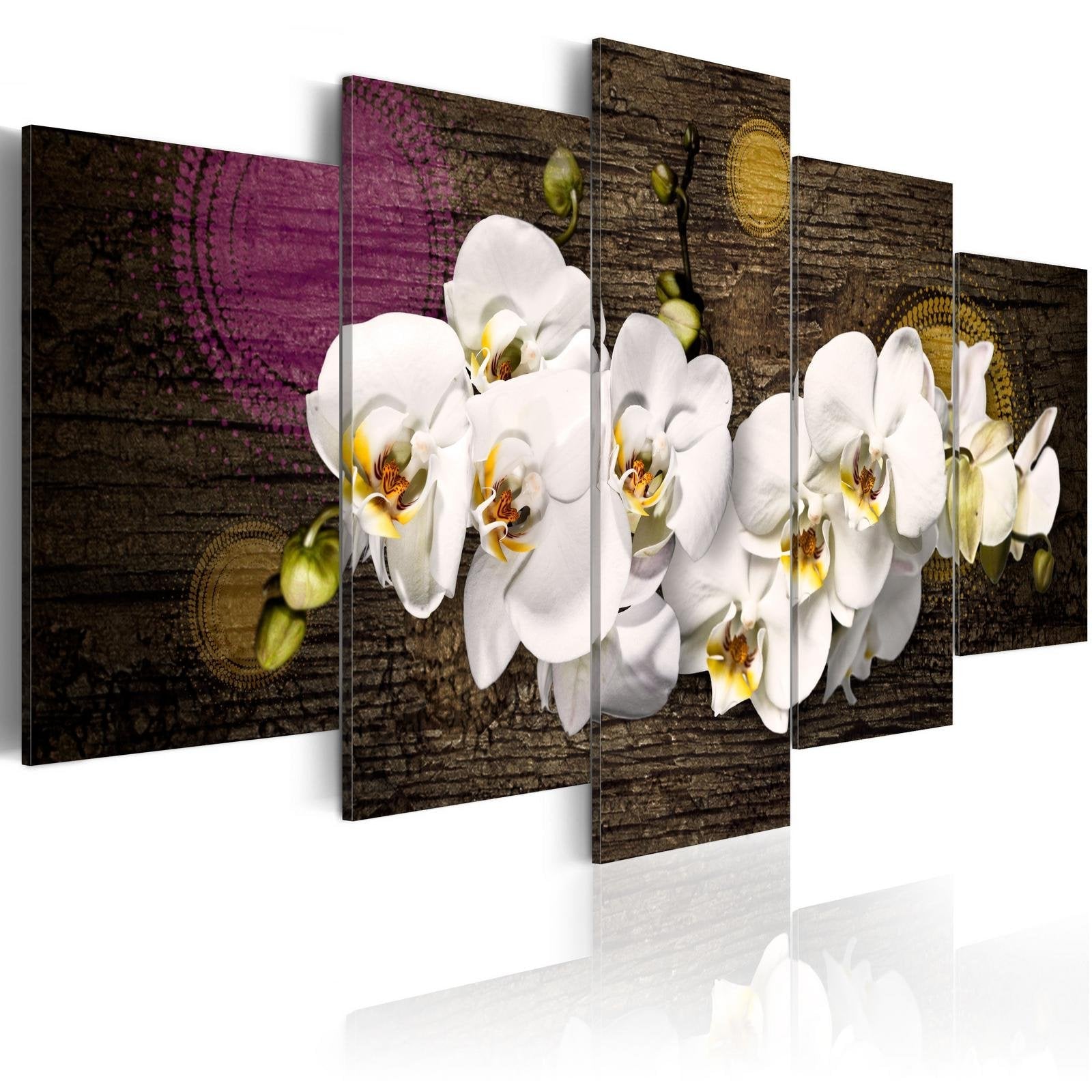 Stretched Canvas Floral Art - Like A White Cloud - 5 Pieces-Tiptophomedecor
