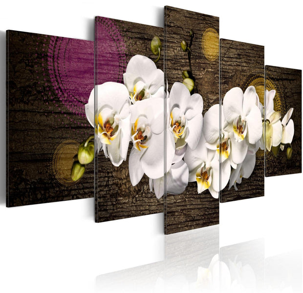 Stretched Canvas Floral Art - Like A White Cloud - 5 Pieces-Tiptophomedecor