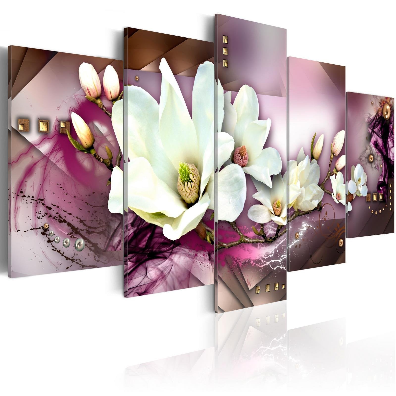 Stretched Canvas Floral Art - Magnetic Abstraction With An Orchid-Tiptophomedecor