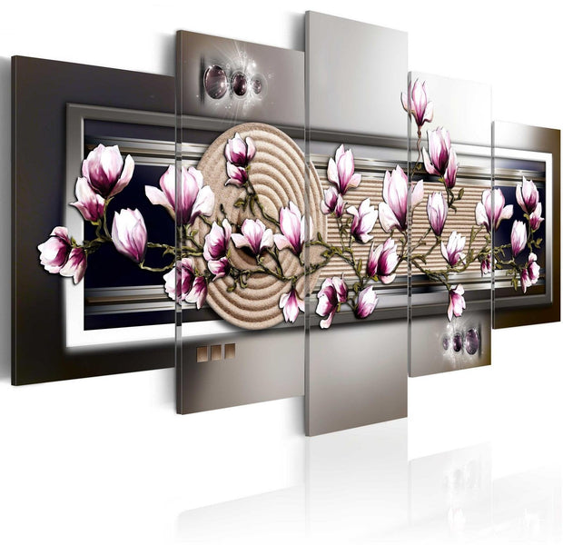 Stretched Canvas Floral Art - Magnolia And Zen Garden-Tiptophomedecor