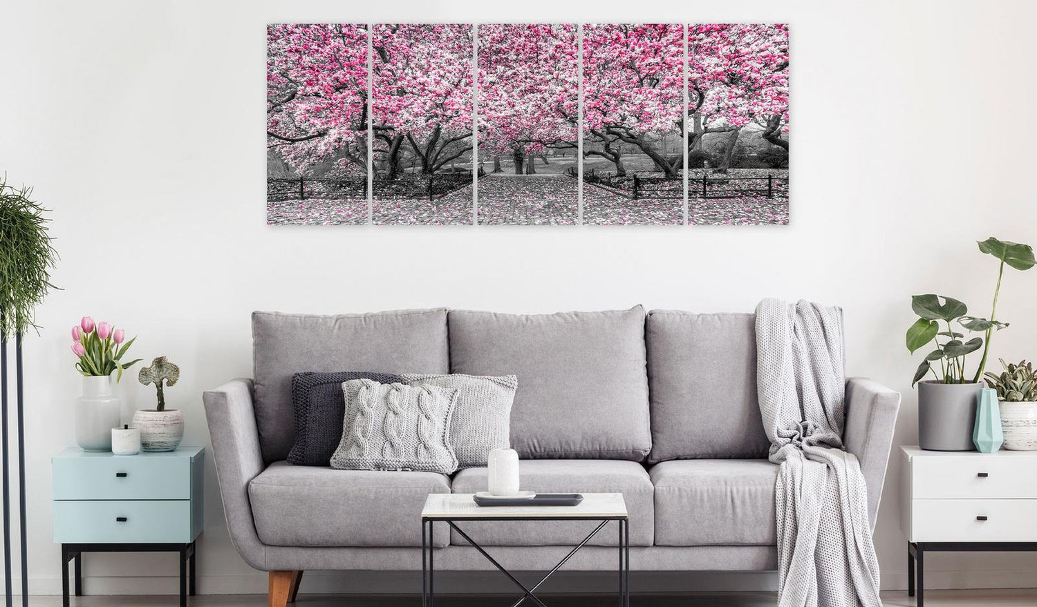 Stretched Canvas Floral Art - Magnolia Park Narrow Pink-Tiptophomedecor