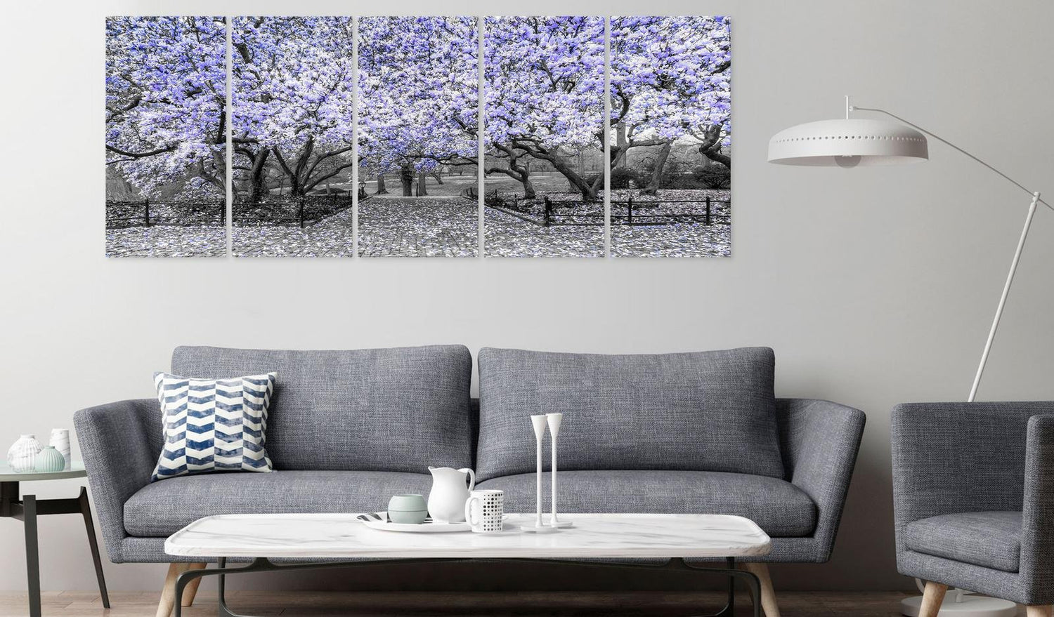 Stretched Canvas Floral Art - Magnolia Park Narrow Violet-Tiptophomedecor