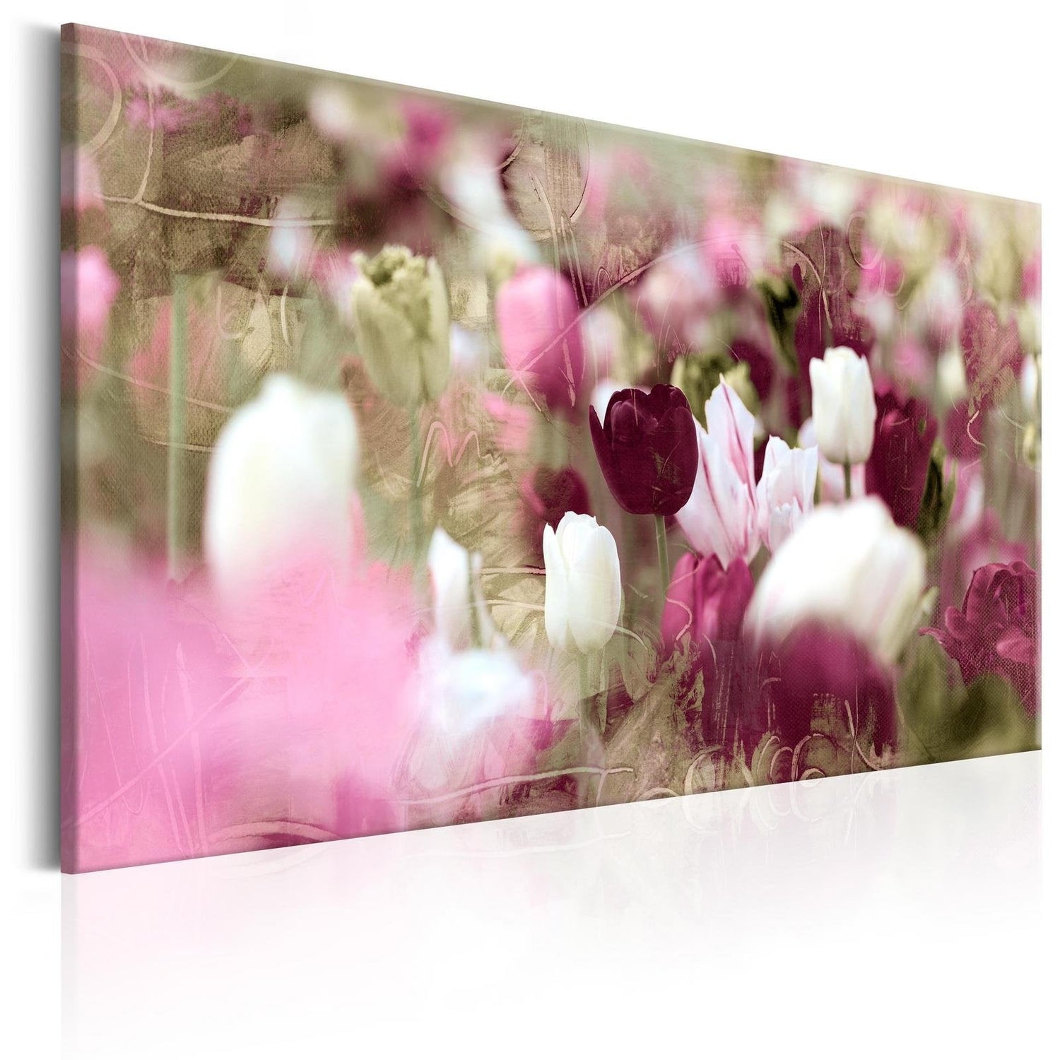 Stretched Canvas Floral Art - Meadow Of Tulips-Tiptophomedecor