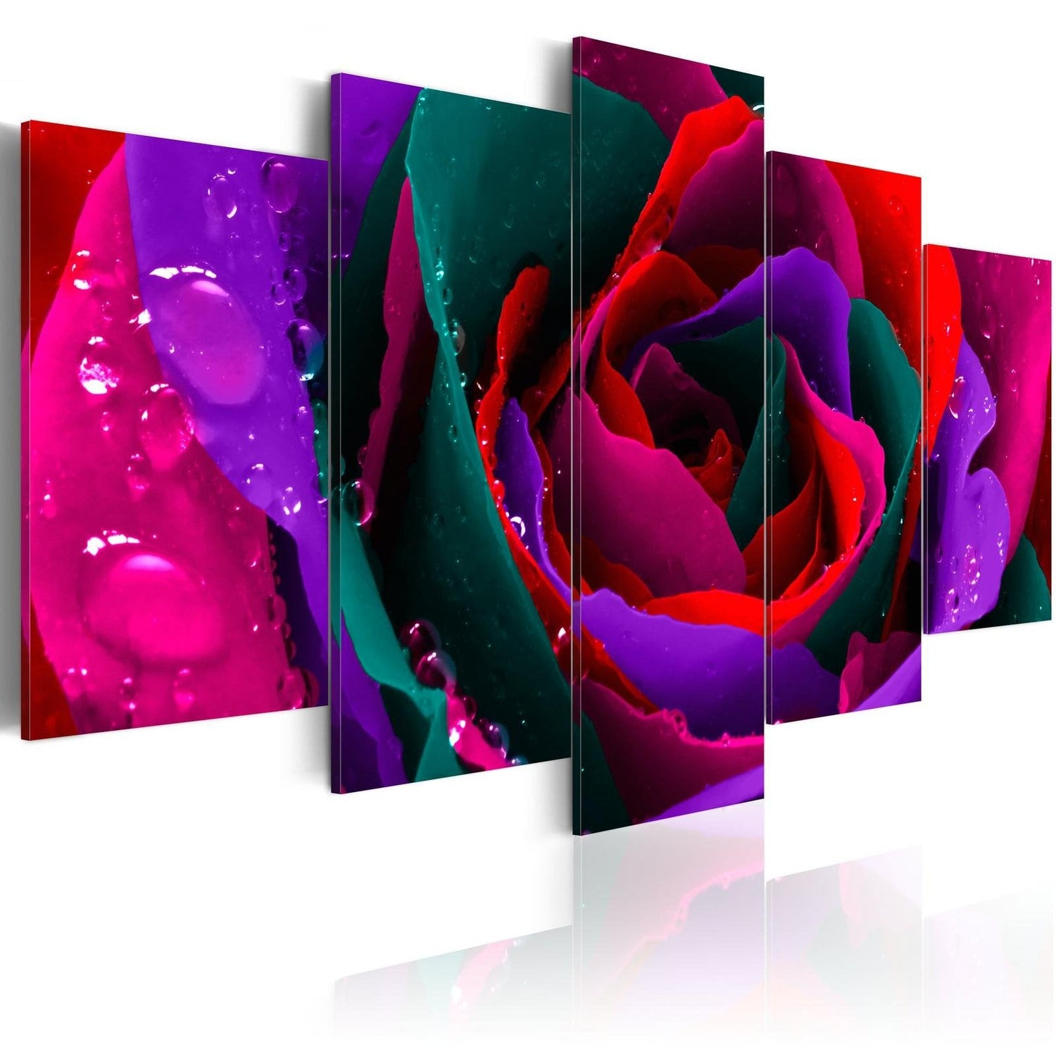 Stretched Canvas Floral Art - Multicoloured Rose-Tiptophomedecor