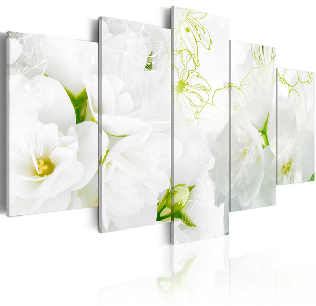 Stretched Canvas Floral Art - Natural White-Tiptophomedecor