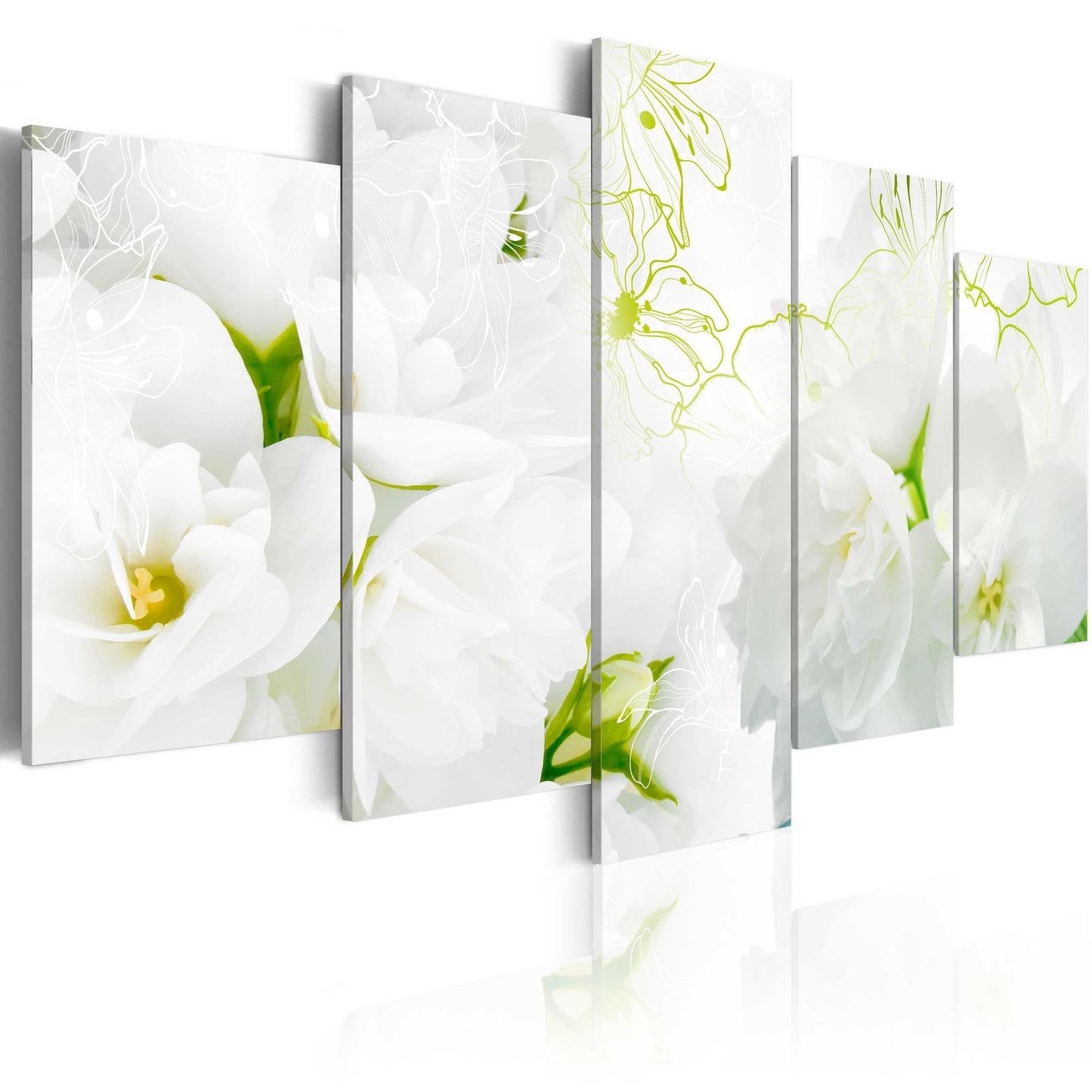 Stretched Canvas Floral Art - Natural White-Tiptophomedecor