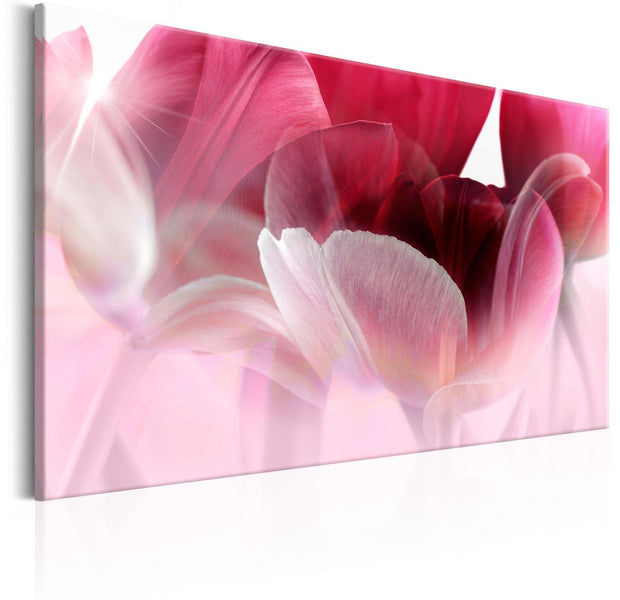 Stretched Canvas Floral Art - Nature: Pink Tulips-Tiptophomedecor