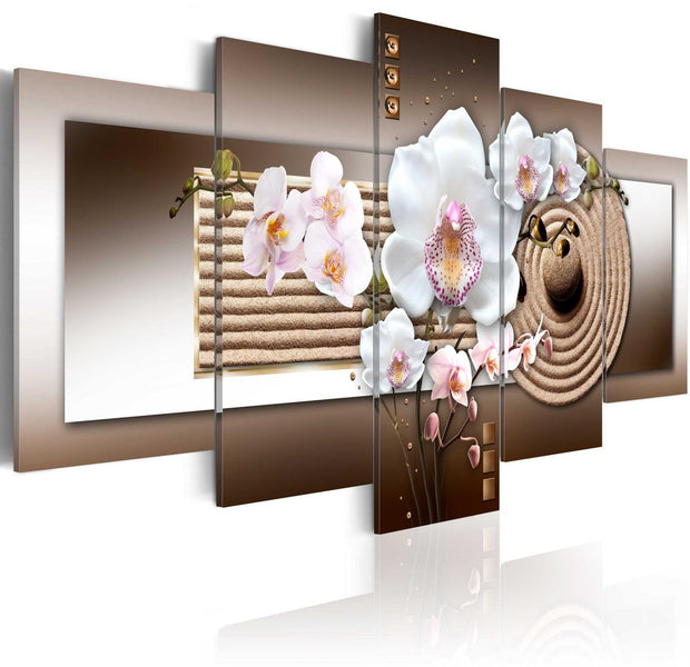 Stretched Canvas Floral Art - Orchid And Zen Garden-Tiptophomedecor