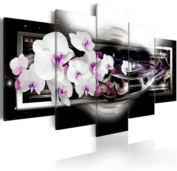Stretched Canvas Floral Art - Orchids On A Black Background-Tiptophomedecor