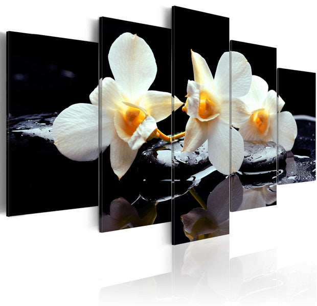 Stretched Canvas Floral Art - Orchids With Orange Accent-Tiptophomedecor