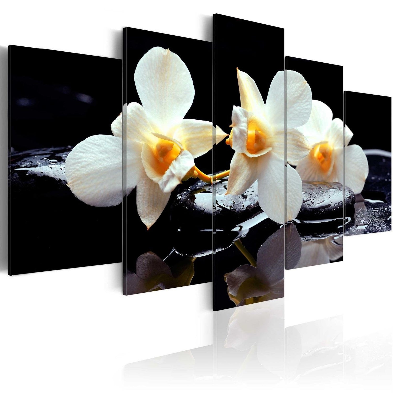 Stretched Canvas Floral Art - Orchids With Orange Accent-Tiptophomedecor