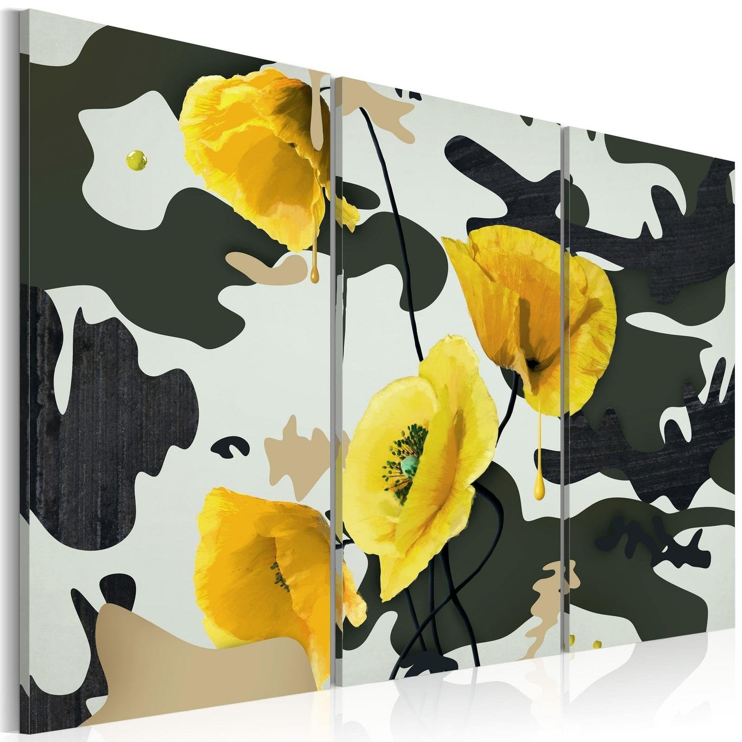 Stretched Canvas Floral Art - Painted By Poppies - Triptych-Tiptophomedecor