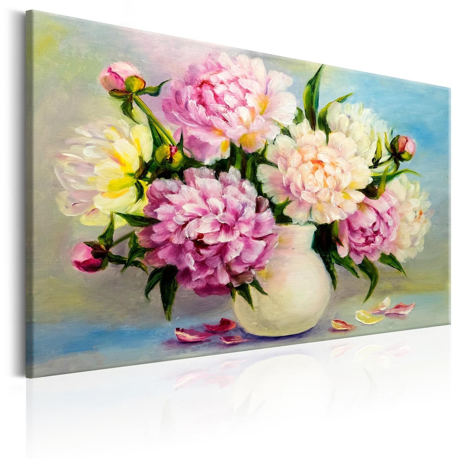 Stretched Canvas Floral Art - Peonies: Bouquet Of Happiness-Tiptophomedecor