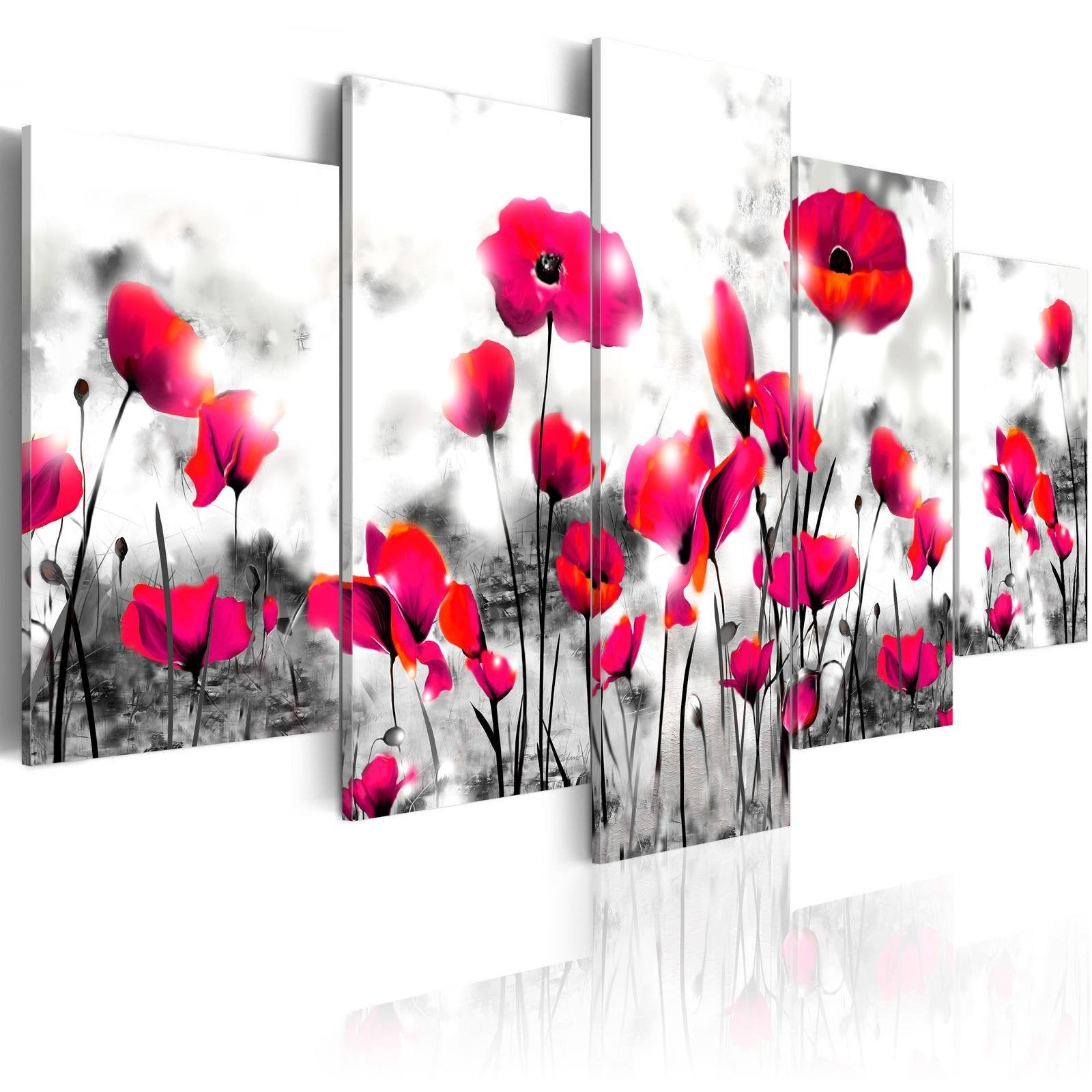 Stretched Canvas Floral Art - Perdition - 5 Parts-Tiptophomedecor