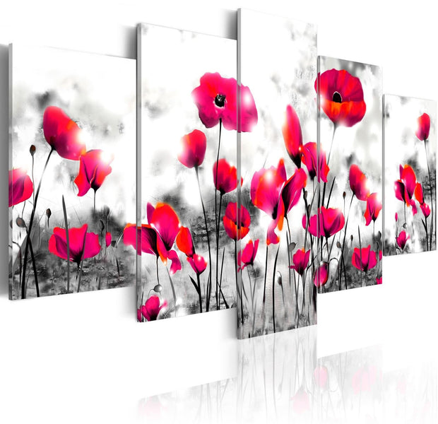 Stretched Canvas Floral Art - Perdition - 5 Parts-Tiptophomedecor