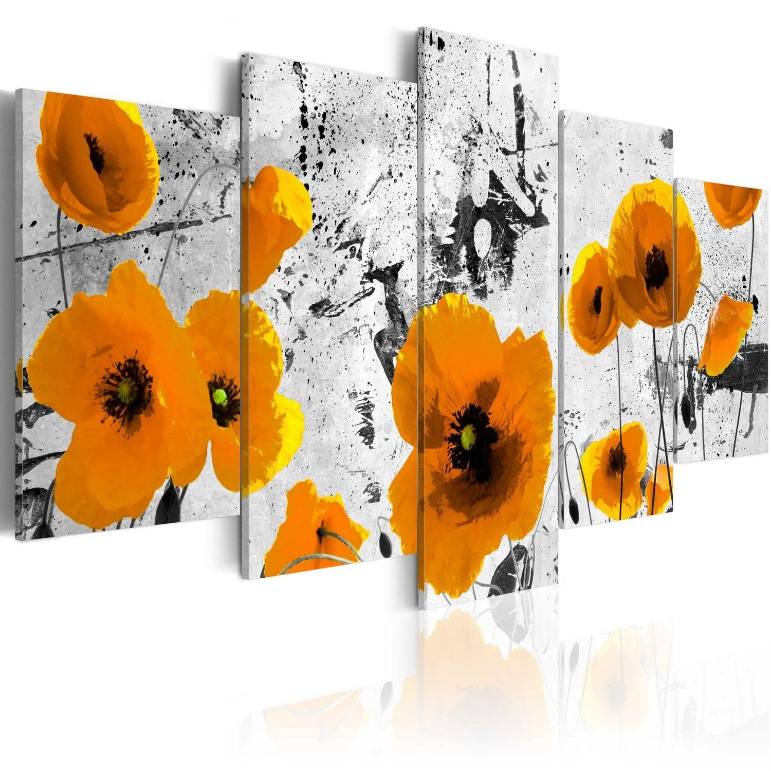 Stretched Canvas Floral Art - Poppies In The Royal Color-Tiptophomedecor