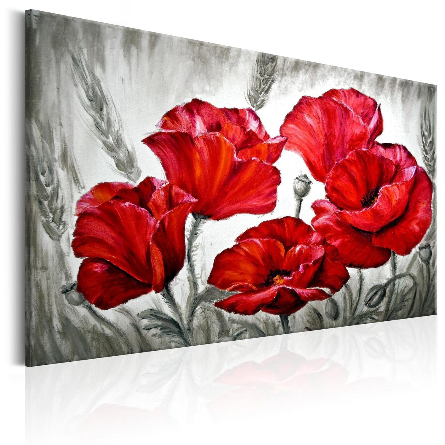 Stretched Canvas Floral Art - Poppies In Wheat-Tiptophomedecor