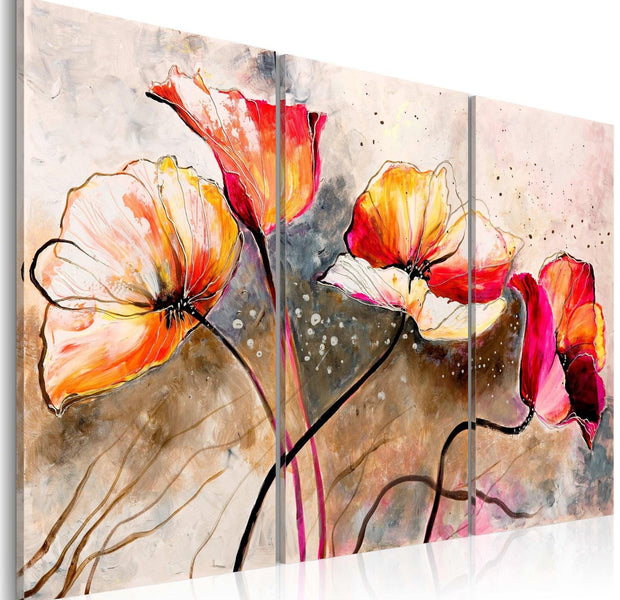 Stretched Canvas Floral Art - Poppies Lashed By The Wind-Tiptophomedecor