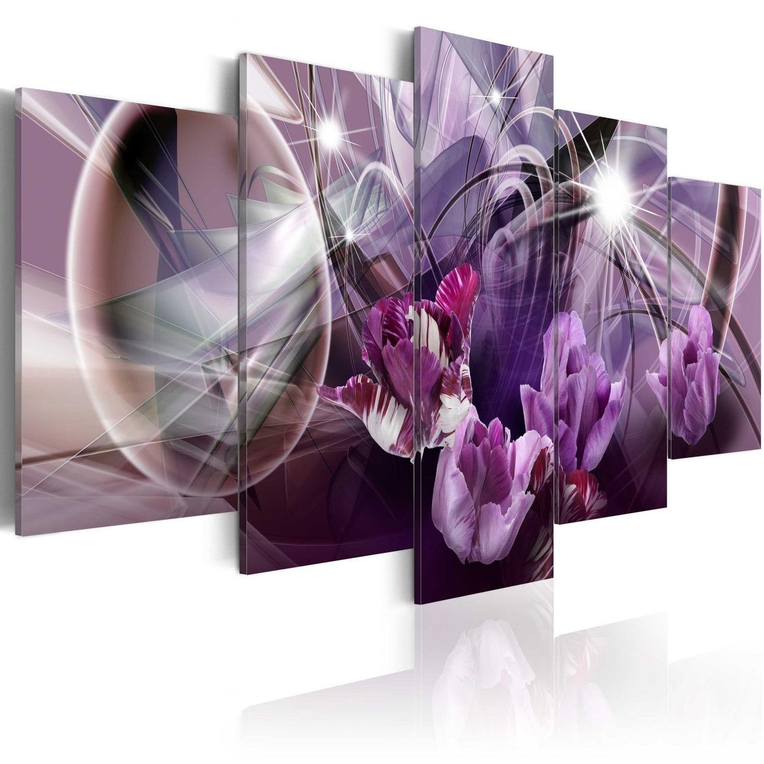 Stretched Canvas Floral Art - Purple Of Tulips-Tiptophomedecor