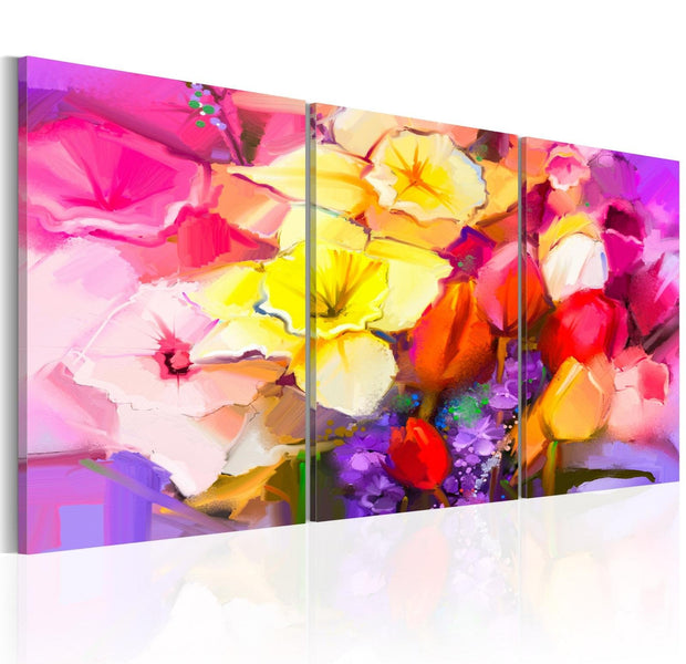 Stretched Canvas Floral Art - Rainbow Bouquet-Tiptophomedecor