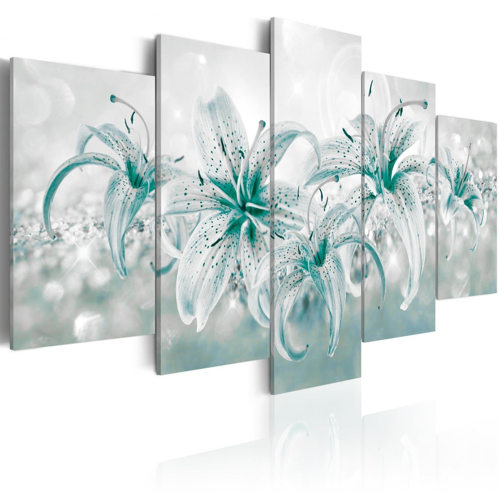 Stretched Canvas Floral Art - Sapphire Lilies-Tiptophomedecor