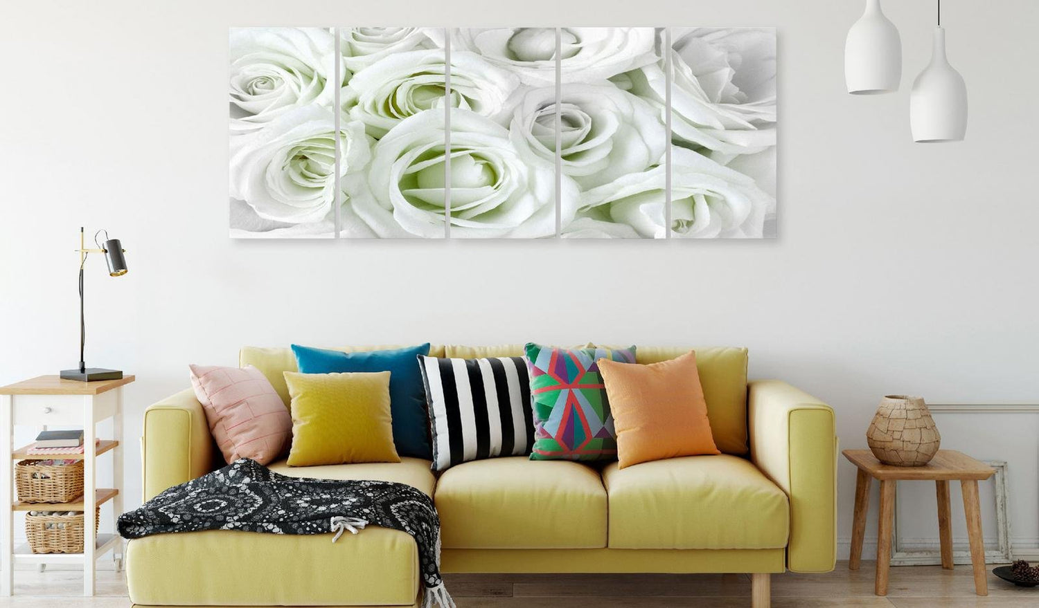 Stretched Canvas Floral Art - Satin Rose Narrow Green-Tiptophomedecor