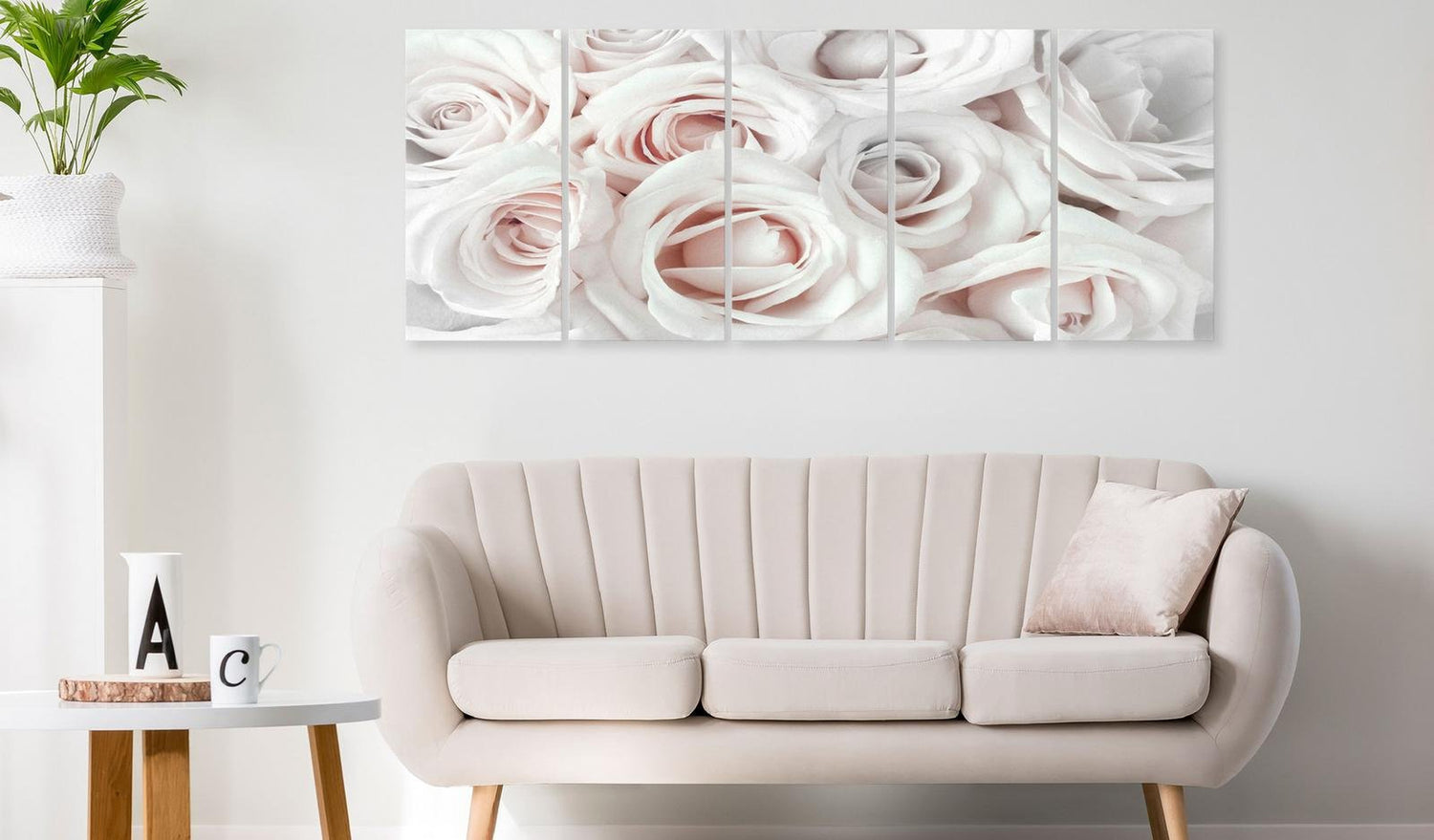 Stretched Canvas Floral Art - Satin Rose Narrow Pink-Tiptophomedecor