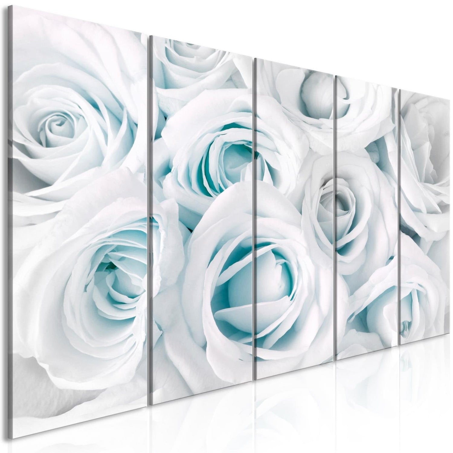 Stretched Canvas Floral Art - Satin Rose Narrow Turquoise-Tiptophomedecor