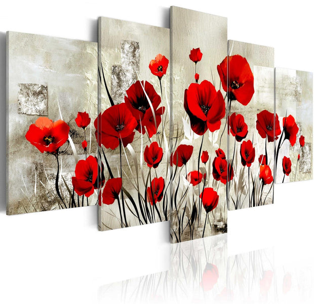 Stretched Canvas Floral Art - Scarlet Field-Tiptophomedecor