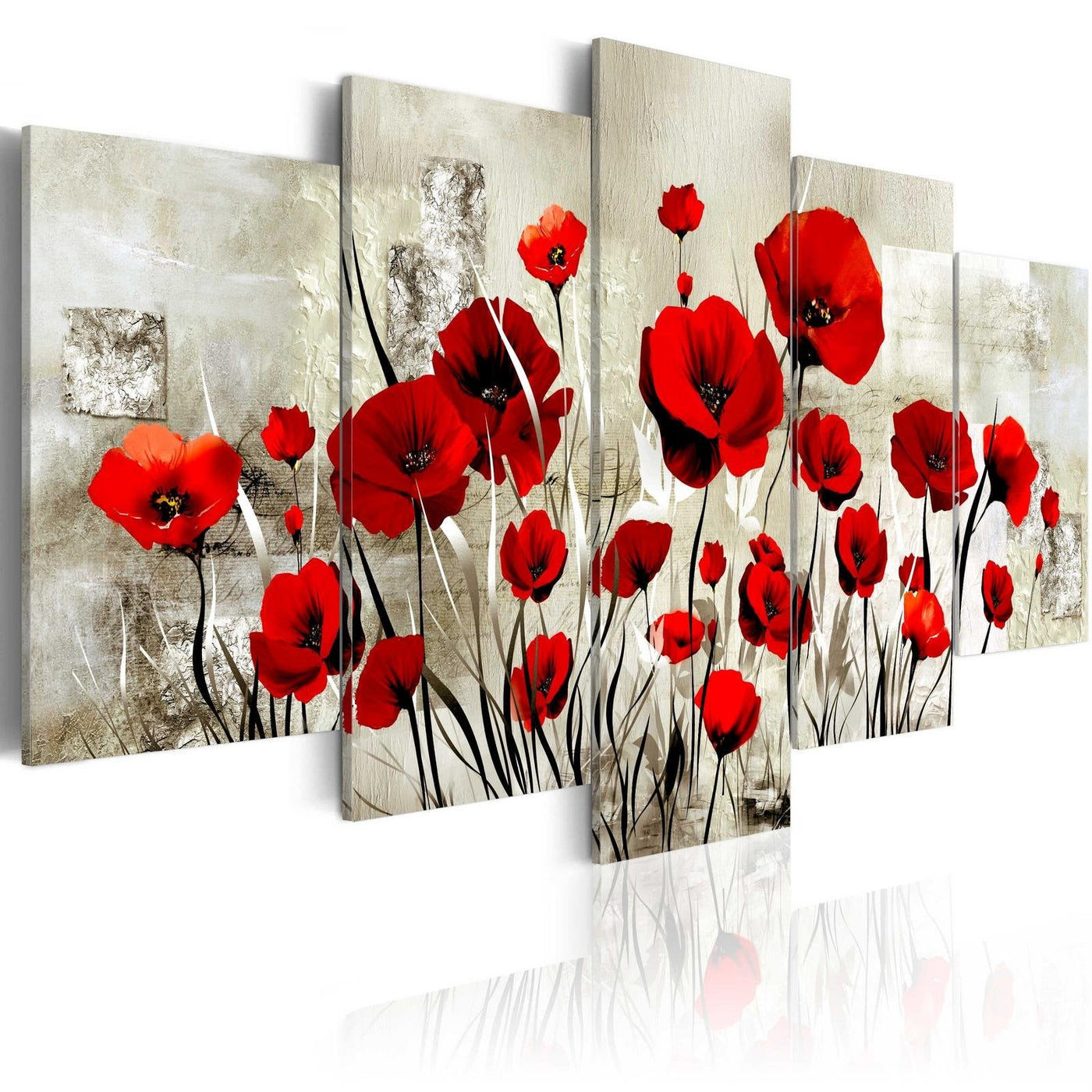 Stretched Canvas Floral Art - Scarlet Field-Tiptophomedecor