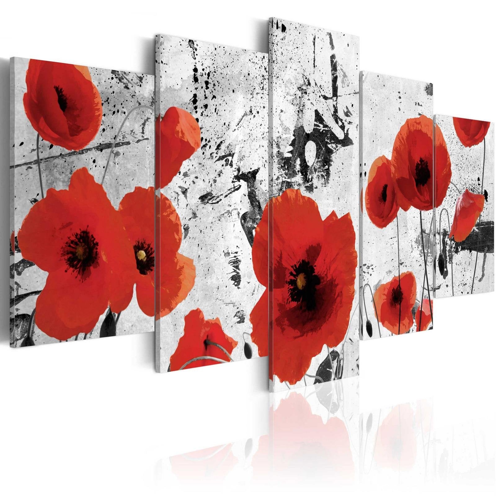 Stretched Canvas Floral Art - Scarlet Flowers-Tiptophomedecor