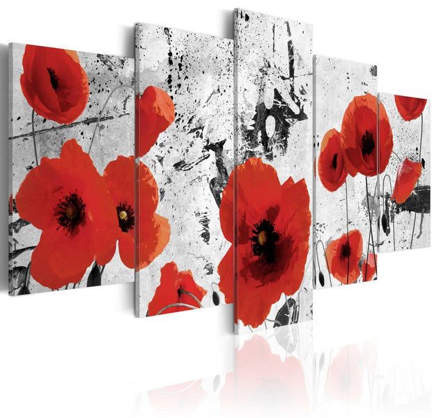 Stretched Canvas Floral Art - Scarlet Flowers-Tiptophomedecor