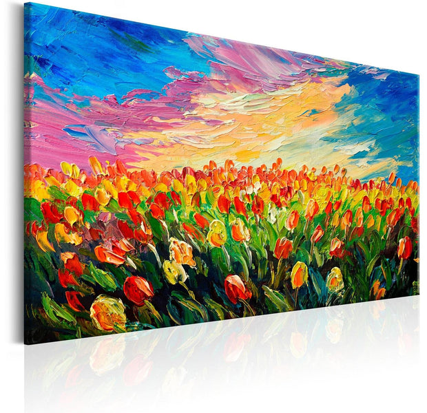Stretched Canvas Floral Art - Sea Of Tulips-Tiptophomedecor