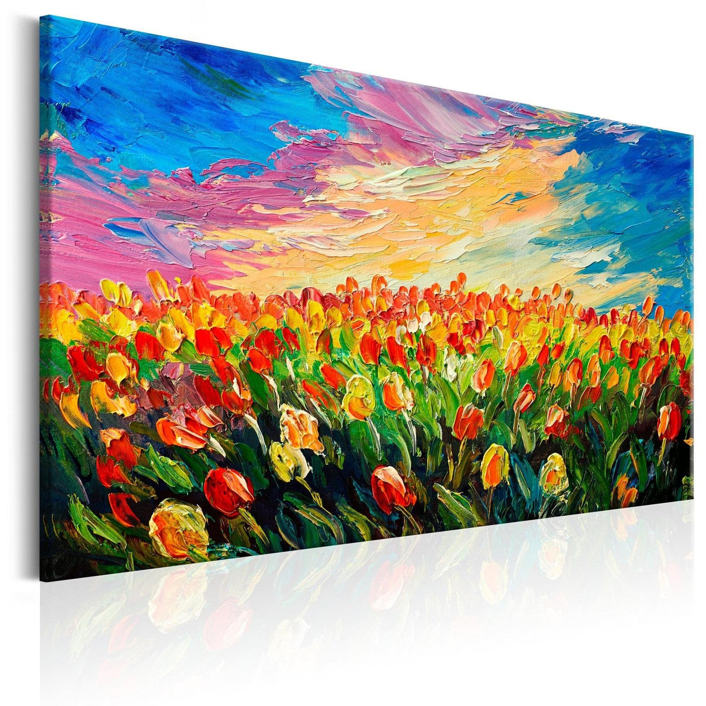 Stretched Canvas Floral Art - Sea Of Tulips-Tiptophomedecor