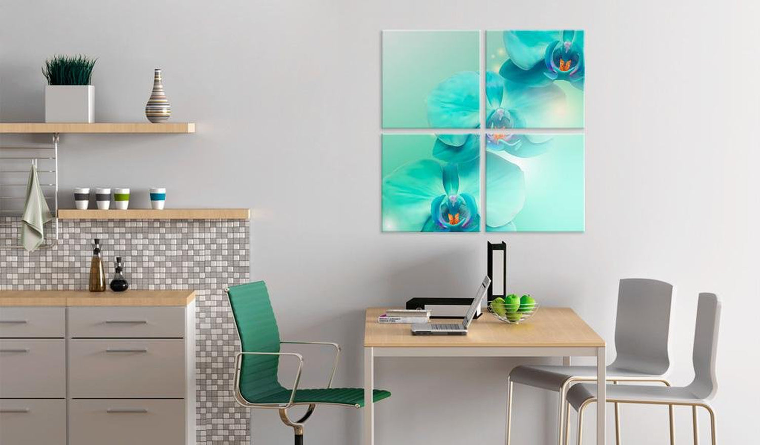 Stretched Canvas Floral Art - Sky-Blue Orchids-Tiptophomedecor