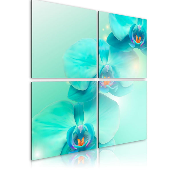Stretched Canvas Floral Art - Sky-Blue Orchids-Tiptophomedecor
