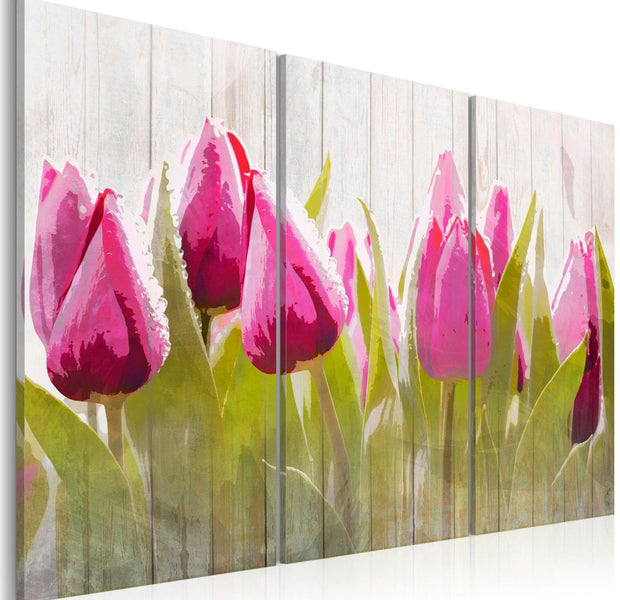 Stretched Canvas Floral Art - Spring Bouquet Of Tulips-Tiptophomedecor